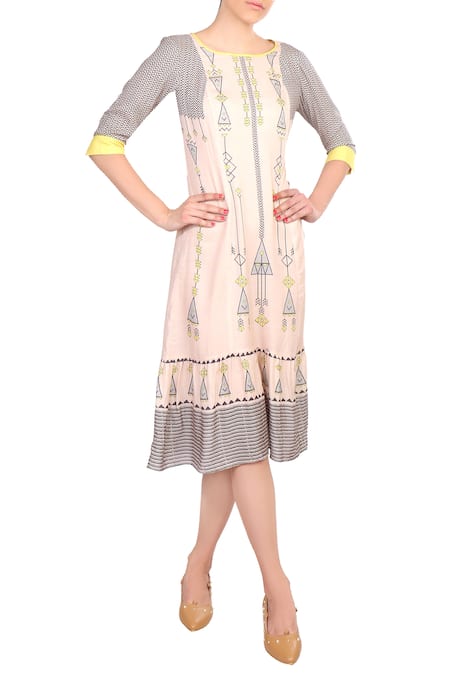 Soup By Sougat Paul Pink Round Printed Midi Dress 