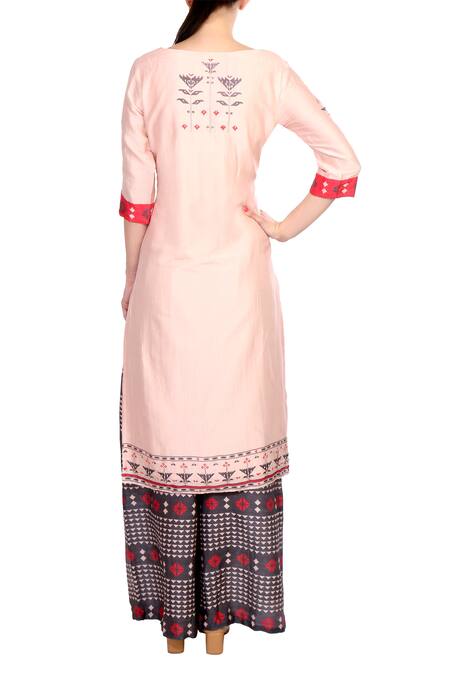 Soup By Sougat Paul Pink printed chanderi kurta with palazzos 