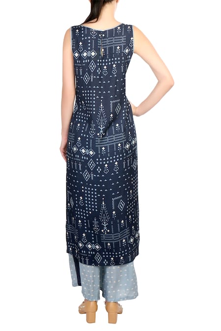 Soup By Sougat Paul Blue cotton sleeveless kurta with pants 