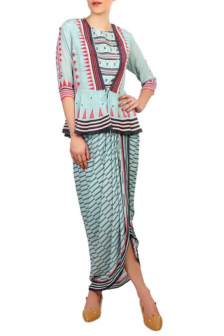 Soup By Sougat Paul Printed Peplum Dhoti Jumpsuit 