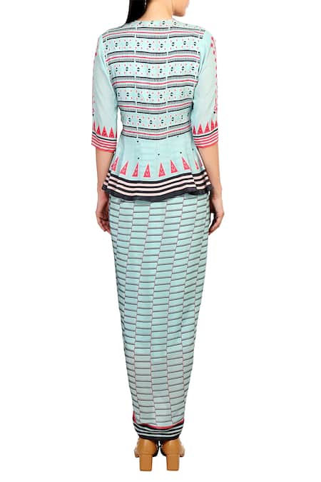 Soup By Sougat Paul Printed Peplum Dhoti Jumpsuit 