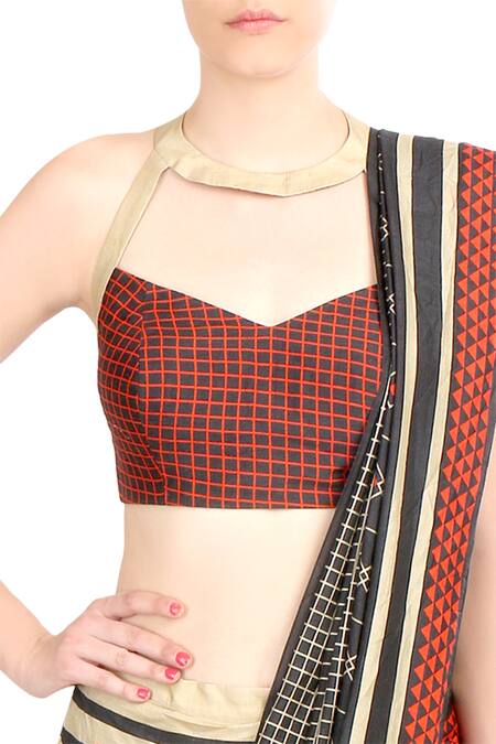 Buy_Soup By Sougat Paul_Multi Color Tussar Printed Saree _Online_at_Aza_Fashions