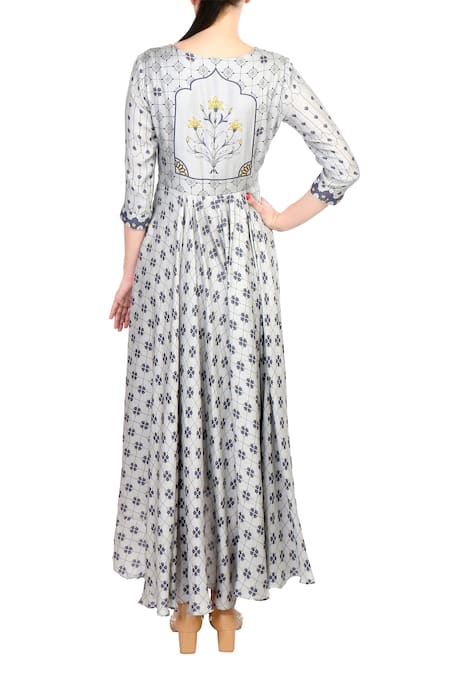 Soup By Sougat Paul Grey printed high-low cotton dress 