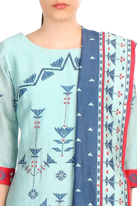 Buy Soup By Sougat Paul Blue Round Chanderi Kurta Set Online at Aza Fashions Buy_Soup By Sougat Paul_Blue Round Chanderi Kurta Set _Online_at_Aza_Fashions