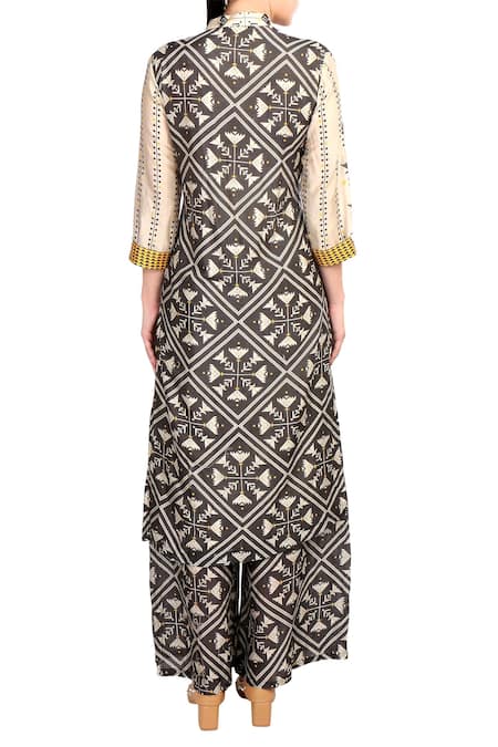 Soup By Sougat Paul Cream printed  chanderi kurta set 