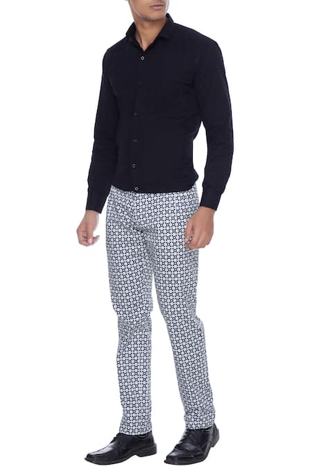 Dark grey wool suit trousers with micro polka dots | The Kooples - US