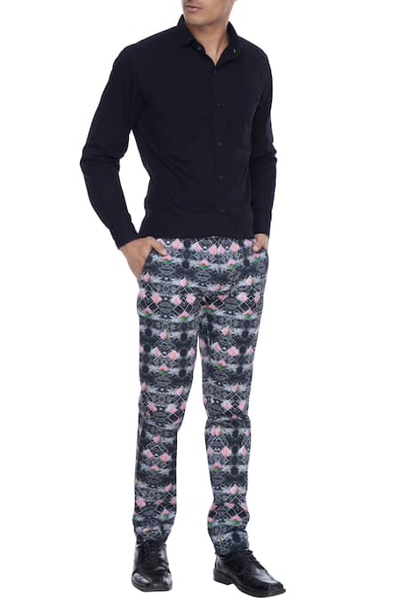 Slim Floral Jacquared Suit Trousers | boohoo