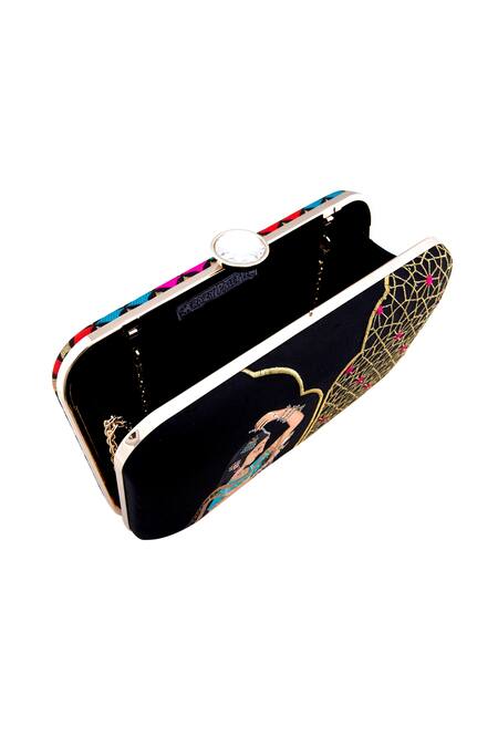 Buy_Crazy Palette_Black Hand Painted Clutch_Online_at_Aza_Fashions