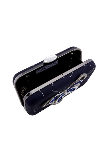 Buy_Crazy Palette_Blue Butterfly Patch Rectangle Clutch_Online_at_Aza_Fashions