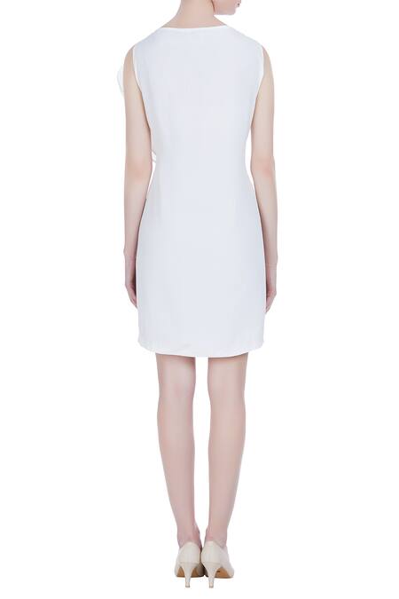 Shop Varsha Wadhwa Off White Organza And Taffeta Sleeveless Ruffle Shift Dress at Aza Fashions Shop_Varsha Wadhwa_Off White Organza And Taffeta Sleeveless Ruffle Shift Dress_at_Aza_Fashions