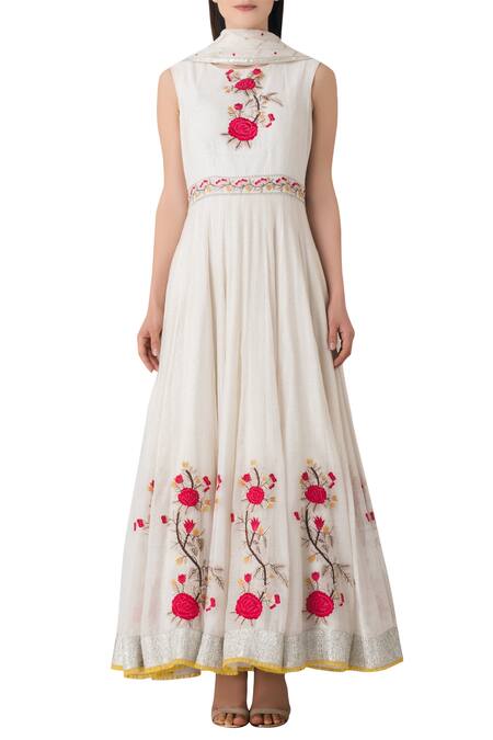 white cotton anarkali kurta