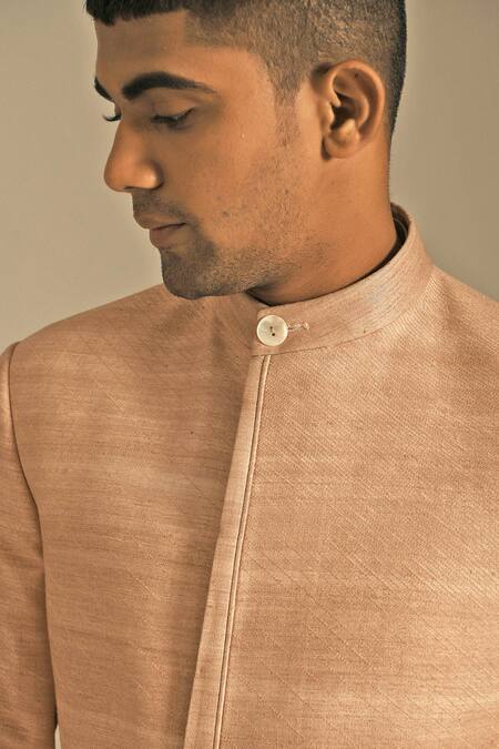 Shop_Dhruv Vaish_Pink Silk Bandhgala _Online_at_Aza_Fashions