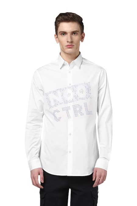 Noonoo White 100% Giza Cotton Printed Shirt 
