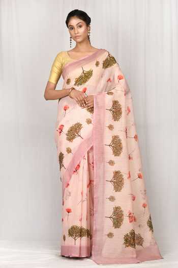 Buy Nazaakat By Samara Singh Pink Tree Motif Banarasi Silk Saree at Aza Fashions Buy_Nazaakat By Samara Singh_Pink Tree Motif Banarasi Silk Saree_at_Aza_Fashions