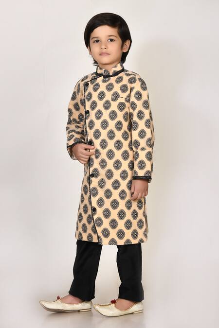 Buy_Petite Pomme_Beige Handloom , Silk, Embroidery Kurta And Pant Set _Online_at_Aza_Fashions