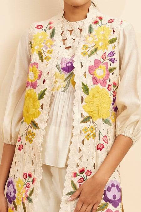 Chandrima Chanderi Flower Patch Work Top 