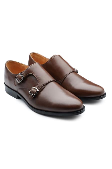 Rapawalk Brown Double Strap Monk Shoes 