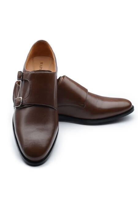 Shop_Rapawalk_Brown Double Strap Monk Shoes_Online_at_Aza_Fashions