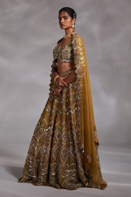 Divya Aggarwal_Yellow Blouse And Lehenga Silk, Dupatta Organza Haven Embellished Bridal Set_Online_at_Aza_Fashions