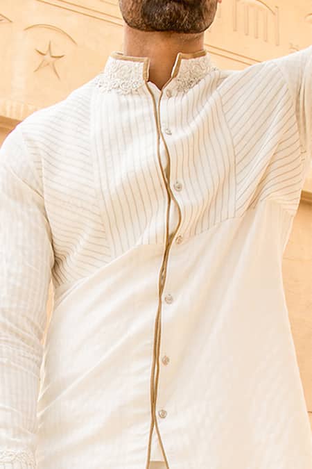 Shop Soniya G White Handloom Silk Kurta And Salwar Set Online at Aza Fashions Shop_Soniya G_White Handloom Silk Kurta And Salwar Set _Online_at_Aza_Fashions