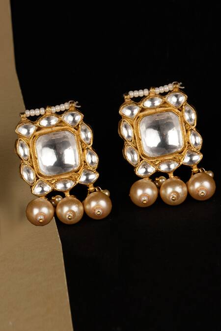 Buy_Namasya_Gold Plated Pearls, Beads Kundan Pendant Necklace Set _Online_at_Aza_Fashions