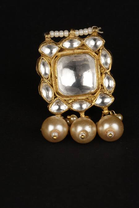 Shop_Namasya_Gold Plated Pearls, Beads Kundan Pendant Necklace Set _Online_at_Aza_Fashions