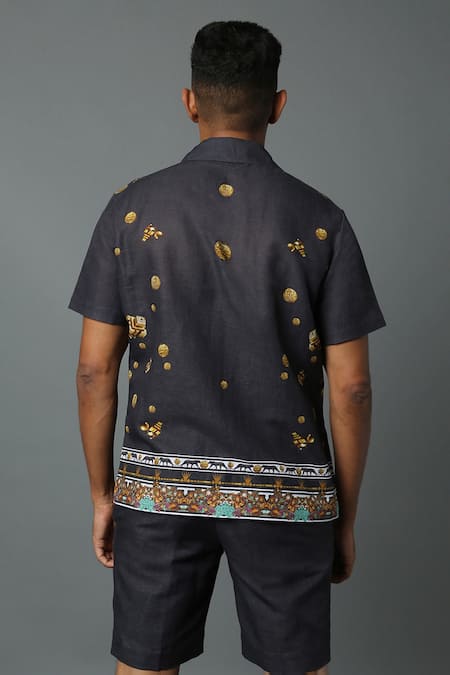 House Of Three Mural Hawaiian Cotton Linen Shirt 