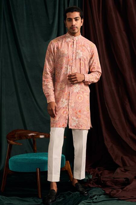 Project Bandi Pink Malai Cotton Printed Floral Floret Pattern Kurta Set Online at Aza Fashions Project Bandi_Pink Malai Cotton Printed Floral Floret Pattern Kurta Set _Online_at_Aza_Fashions