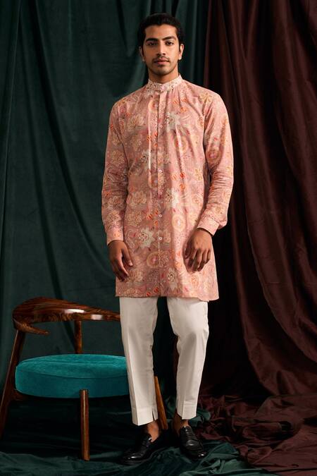 Buy Project Bandi Pink Malai Cotton Printed Floral Floret Pattern Kurta Set Online at Aza Fashions Buy_Project Bandi_Pink Malai Cotton Printed Floral Floret Pattern Kurta Set _Online_at_Aza_Fashions