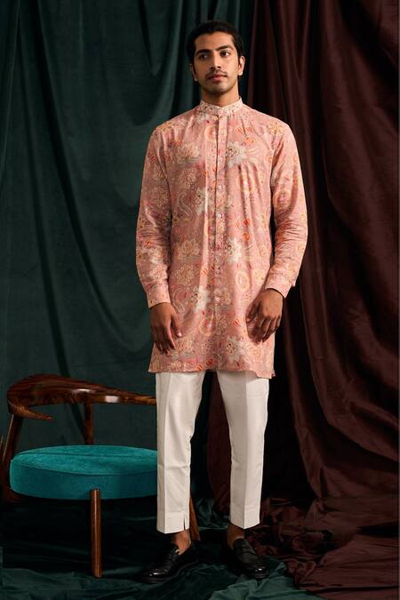 Shop Project Bandi Pink Malai Cotton Printed Floral Floret Pattern Kurta Set Online at Aza Fashions Shop_Project Bandi_Pink Malai Cotton Printed Floral Floret Pattern Kurta Set _Online_at_Aza_Fashions