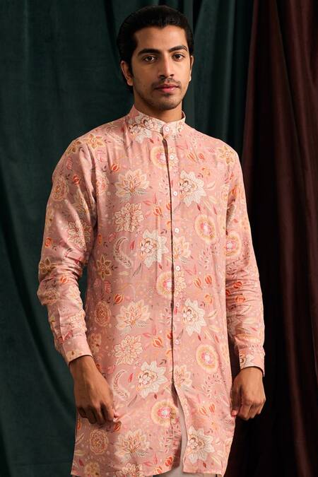 Project Bandi Pink Malai Cotton Printed Floral Floret Pattern Kurta Set at Aza Fashions Project Bandi_Pink Malai Cotton Printed Floral Floret Pattern Kurta Set _at_Aza_Fashions