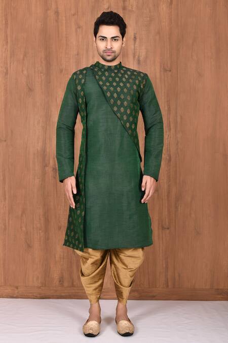 Buy Nayantara Couture Green Silk Embroidery Panelled Floral Kurta Set Online at Aza Fashions Buy_Nayantara Couture_Green Silk Embroidery Panelled Floral Kurta Set_Online_at_Aza_Fashions