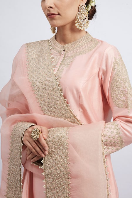Sheetal Batra_Pink Kurta Chanderi  Salwar - Bamber Satin Dupatta Rahbya Set_at_Aza_Fashions