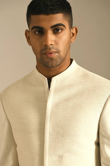 Buy Dhruv Vaish White Silk Bandhgala Online at Aza Fashions Buy_Dhruv Vaish_White Silk Bandhgala _Online_at_Aza_Fashions