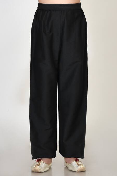 Shop_Petite Pomme_Beige Handloom Cotton, Silk Lace, Embroidery Kurta And Pant Set _Online_at_Aza_Fashions