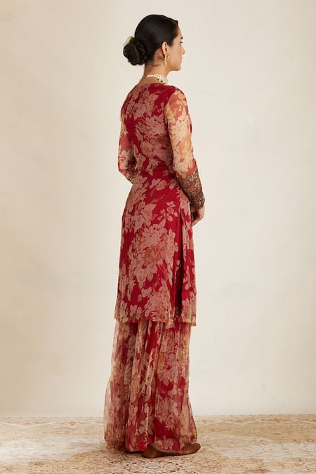 Astha Narang Organza Printed Kurta Sharara Set 