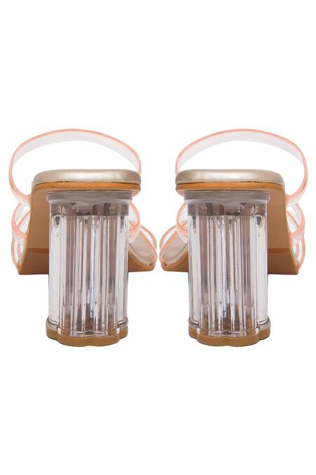 Buy_Kkarma Accessories_Peach Transparent Block Heels_Online_at_Aza_Fashions