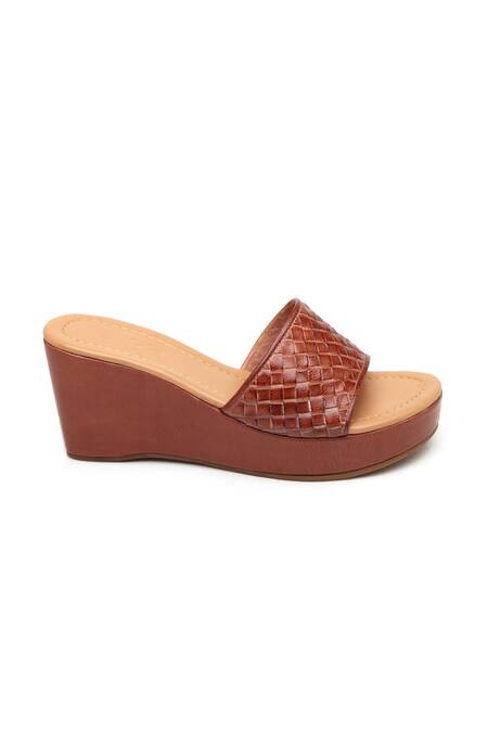 Buy_Tissr_Brown Textured Strap Wedges_Online_at_Aza_Fashions