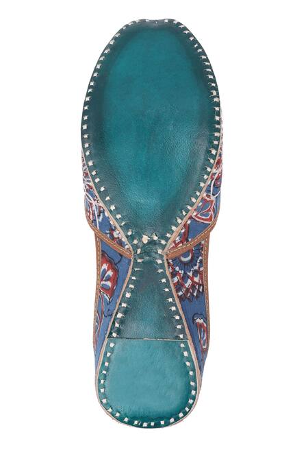 Imlee Jaipur_Blue Printed Flower Juttis _at_Aza_Fashions