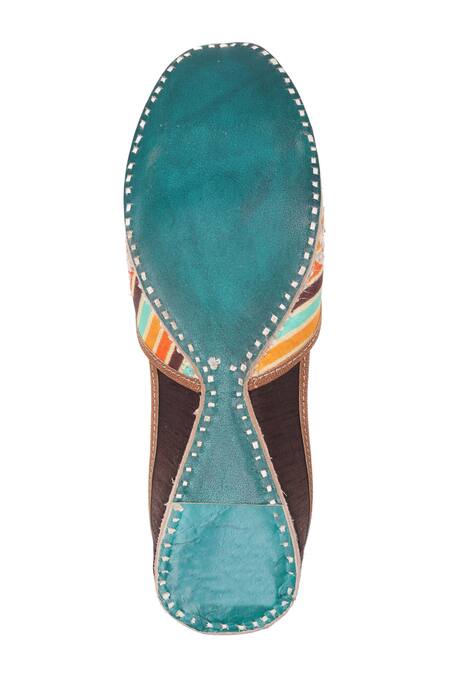 Imlee Jaipur_Multi Color Embroidered Leheriya And Leaf Juttis _at_Aza_Fashions