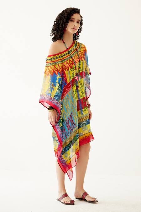 Buy Payal Jain Multi Color Georgette Abstract Pattern Straight Kaftan Online at Aza Fashions Buy_Payal Jain_Multi Color Georgette Abstract Pattern Straight Kaftan_Online_at_Aza_Fashions