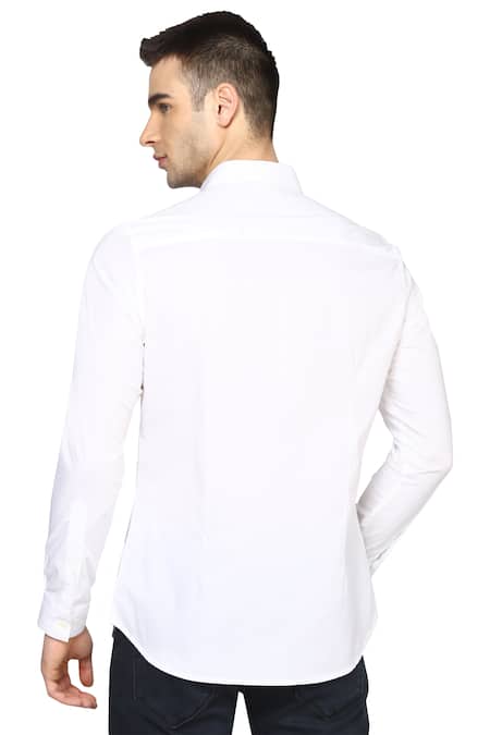 Shop Noonoo White Giza Cotton Applique Slim-fit Shirt at Aza Fashions Shop_Noonoo_White Giza Cotton Applique Slim-fit Shirt _at_Aza_Fashions