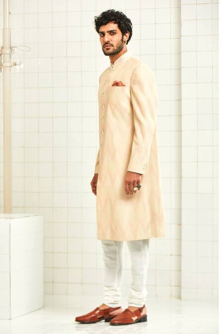 Buy_Rajesh Pratap Singh_White Viscose Embroidered Sherwani _Online_at_Aza_Fashions