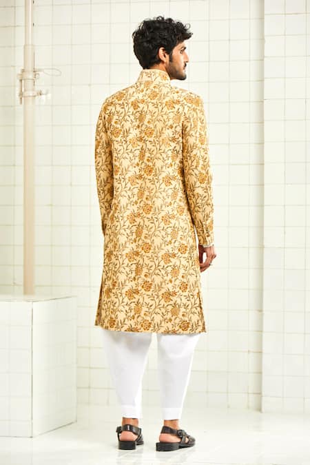 Shop Rajesh Pratap Singh Beige Viscose Textured Sherwani at Aza Fashions Shop_Rajesh Pratap Singh_Beige Viscose Textured Sherwani _at_Aza_Fashions