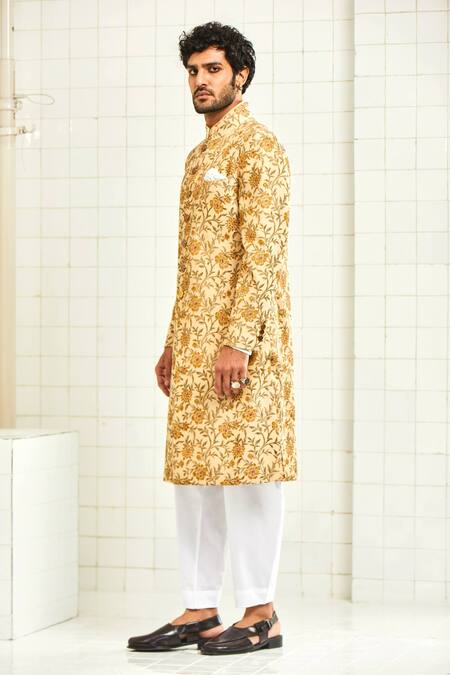 Buy Rajesh Pratap Singh Beige Viscose Textured Sherwani Online at Aza Fashions Buy_Rajesh Pratap Singh_Beige Viscose Textured Sherwani _Online_at_Aza_Fashions
