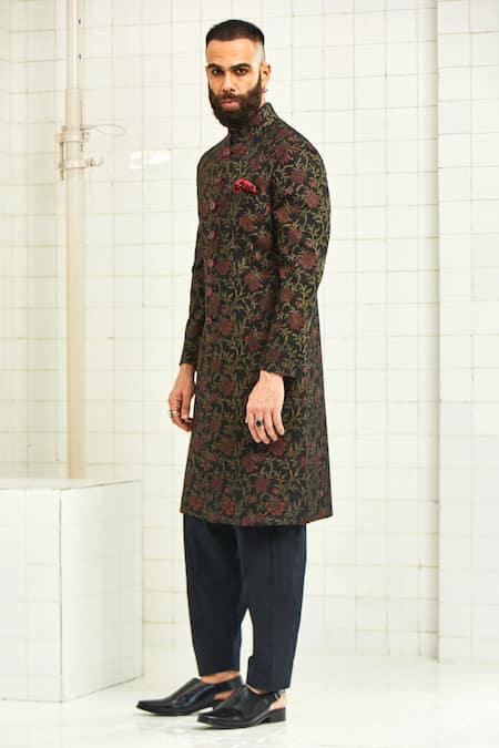 Buy Rajesh Pratap Singh Black Viscose Textured Sherwani Online at Aza Fashions Buy_Rajesh Pratap Singh_Black Viscose Textured Sherwani _Online_at_Aza_Fashions
