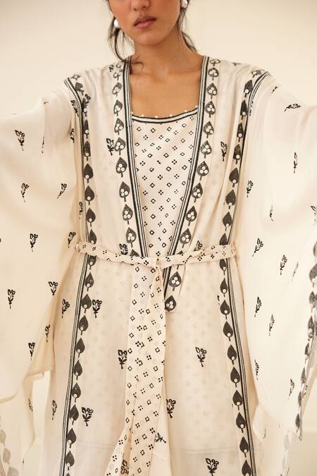 Buy Cotton And Clay White Silk, Modal Pearls, Embroidery Beluga Hand Block Print Jacket Trouser Set Buy_Cotton And Clay_White Silk, Modal Pearls, Embroidery Beluga Hand Block Print Jacket Trouser Set