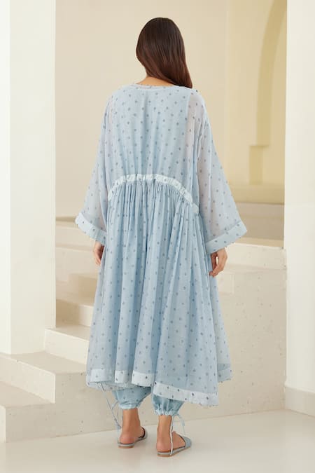 Cotton And Clay Hand Block Print Tunic Trouser Set 