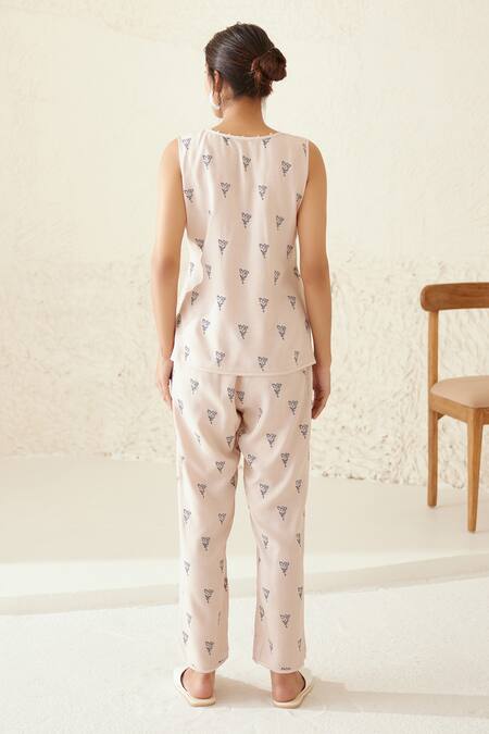 Buy_Cotton And Clay_Off White Silk, Modal Embroidery, Patchwork Printed Chanderi Kimono Trouser Set _Online_at_Aza_Fashions