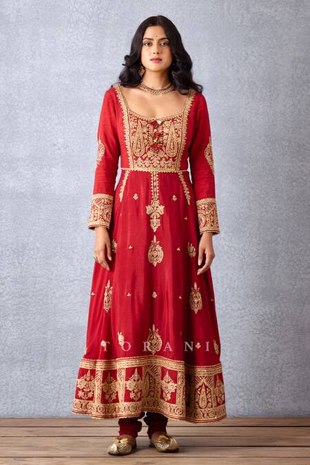 Torani Red , Cotton, Organza, Net Embroidery, Sindoori Ahana Anarkali Set Online at Aza Fashions Torani_Red , Cotton, Organza, Net Embroidery, Sindoori Ahana Anarkali Set _Online_at_Aza_Fashions